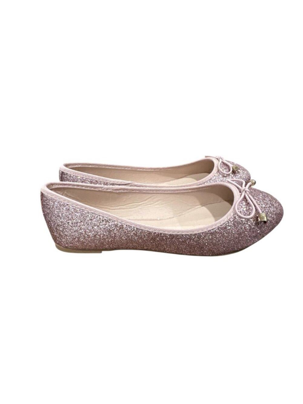 Glitter Pink Ballet Flats With Bow Accents Size 5 US Chic & Comfortable Shoes Fo - Picture 3 of 6